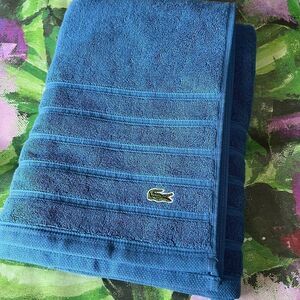 Lacoste Croc Towel Blue Striped Ocean 30x54 NEW